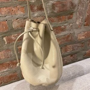 Baggu cream leather bucket bag